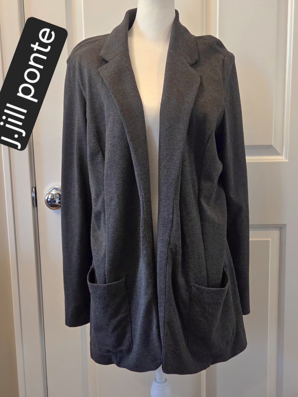 J.jill Ponte Blazer Women's M Charcoal Gray Soft Pockets All Seasons